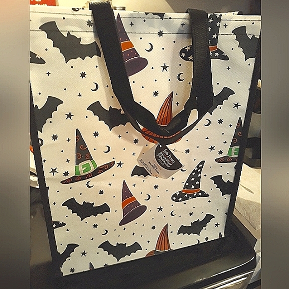 Witch is Batty Tote Bag NEW Witch Hat and Bat Print.Strong Sturdy Bag.Save Earth - Picture 5 of 6